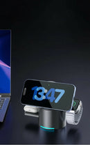 Carregador sem fio magnético 3 em 1 ProMini CYBER C 25W com certificação Qi2 e adaptador de energia