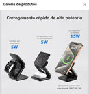 Carregador por Indução Portatil, Suporte Magnetico para todos os tipos de Celulares, Dobrável Portátil, fácil para transportar, Sucção Forte, 25W