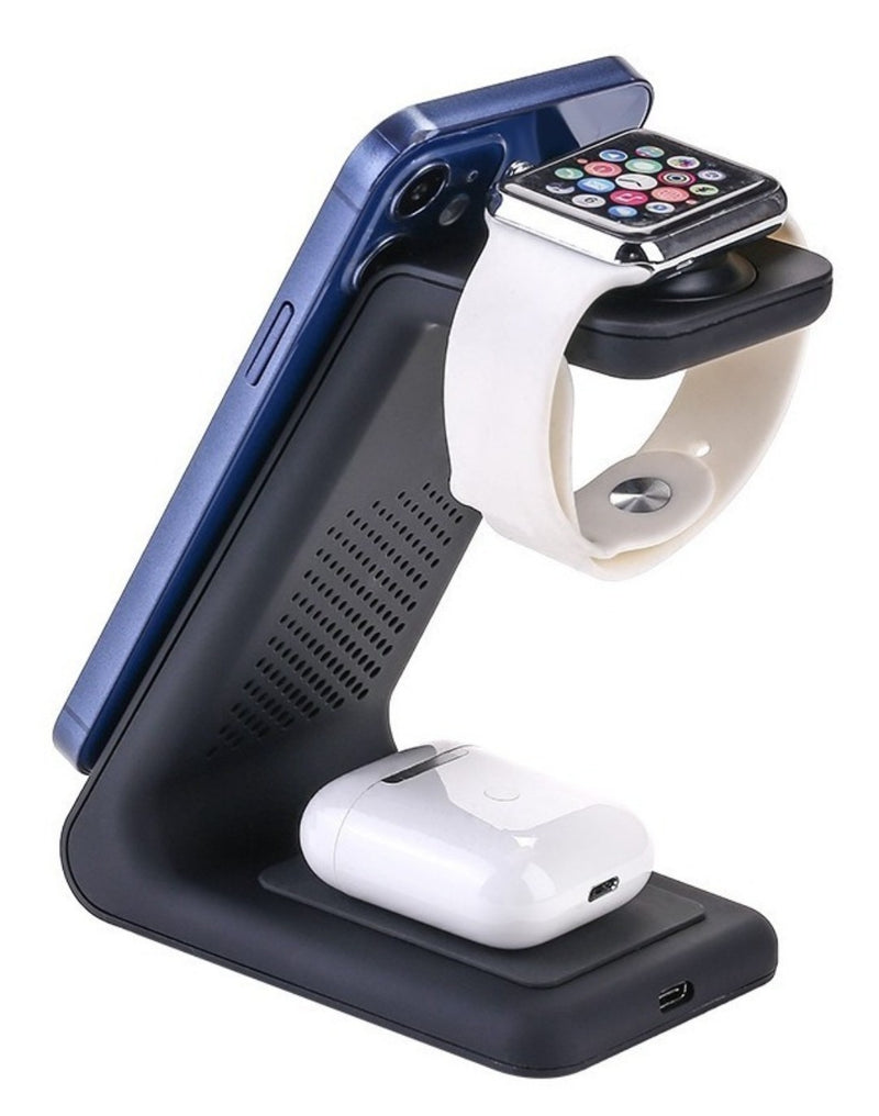 Soonjet Estação de carregamento sem fio 3 em 1, suporte de carregador para vários dispositivos Apple [carregamento rápido revolucionário] [certificado oficial] para iPhone 15, 14, 13